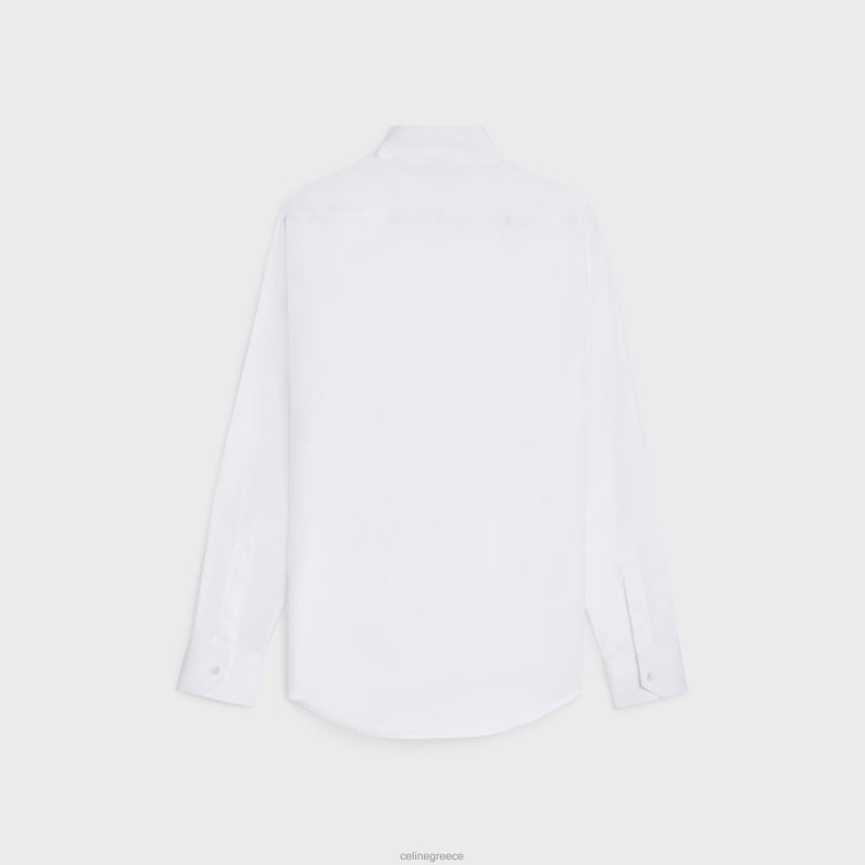 φαρδύ πουκάμισο με αναποδογυρισμένο γιακά σε βαμβακερή ποπλίνα άνδρες CELINE 640PT1915 ενδύματα άσπρο