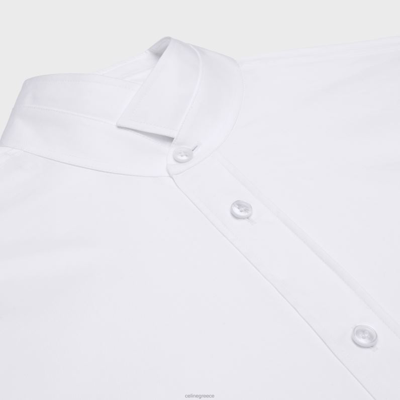 φαρδύ πουκάμισο με αναποδογυρισμένο γιακά σε βαμβακερή ποπλίνα άνδρες CELINE 640PT1915 ενδύματα άσπρο