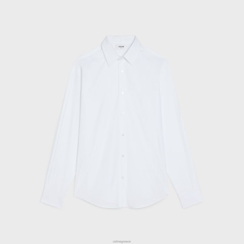 φαρδύ πουκάμισο από βαμβακερή ποπλίνα άνδρες CELINE 640PT1916 ενδύματα άσπρο