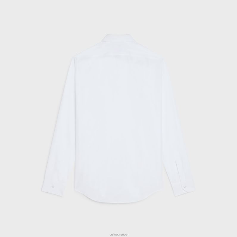 φαρδύ πουκάμισο από βαμβακερή ποπλίνα άνδρες CELINE 640PT1916 ενδύματα άσπρο