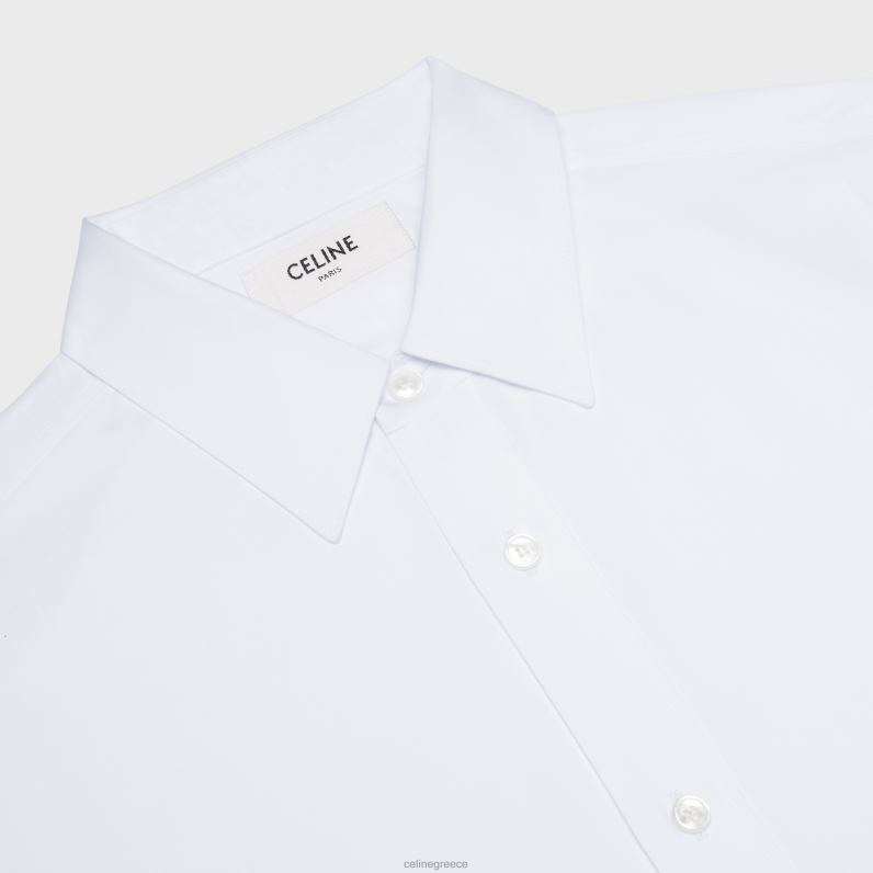 φαρδύ πουκάμισο από βαμβακερή ποπλίνα άνδρες CELINE 640PT1916 ενδύματα άσπρο