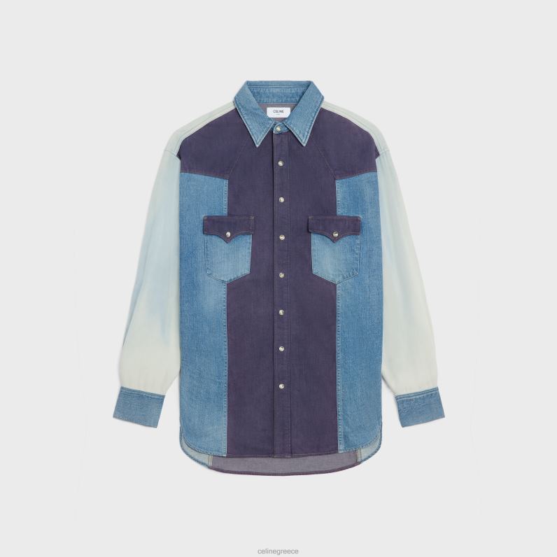 δυτικό πουκάμισο σε τζιν άνδρες CELINE 640PT1991 ενδύματα πλύσιμο επίδειξης