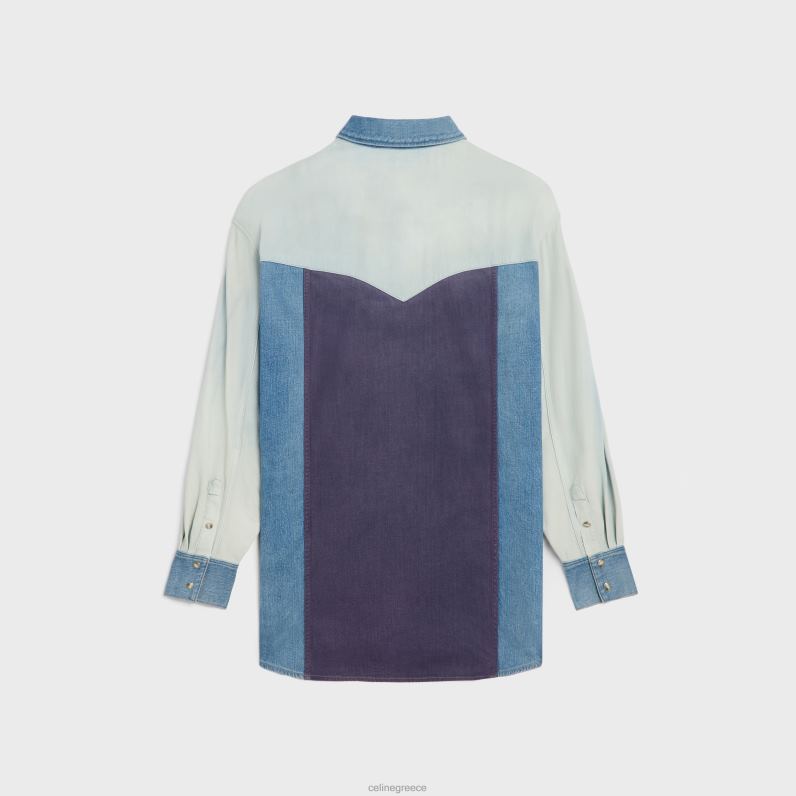 δυτικό πουκάμισο σε τζιν άνδρες CELINE 640PT1991 ενδύματα πλύσιμο επίδειξης