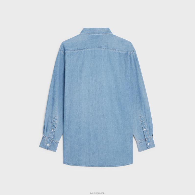 vintage πέτρινο τζιν πουκάμισο indigo άνδρες CELINE 640PT1918 ενδύματα vintage πέτρα indigo