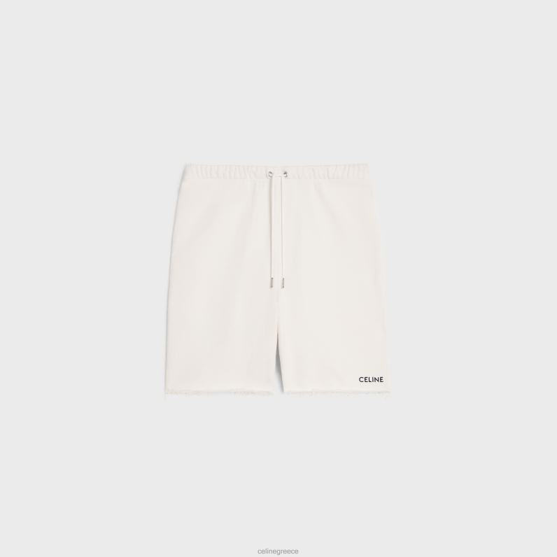κεντημένο σορτς από βαμβακερό φλις άνδρες CELINE 640PT2028 ενδύματα κρεμ/μαύρο