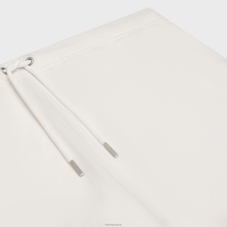 κεντημένο σορτς από βαμβακερό φλις άνδρες CELINE 640PT2028 ενδύματα κρεμ/μαύρο