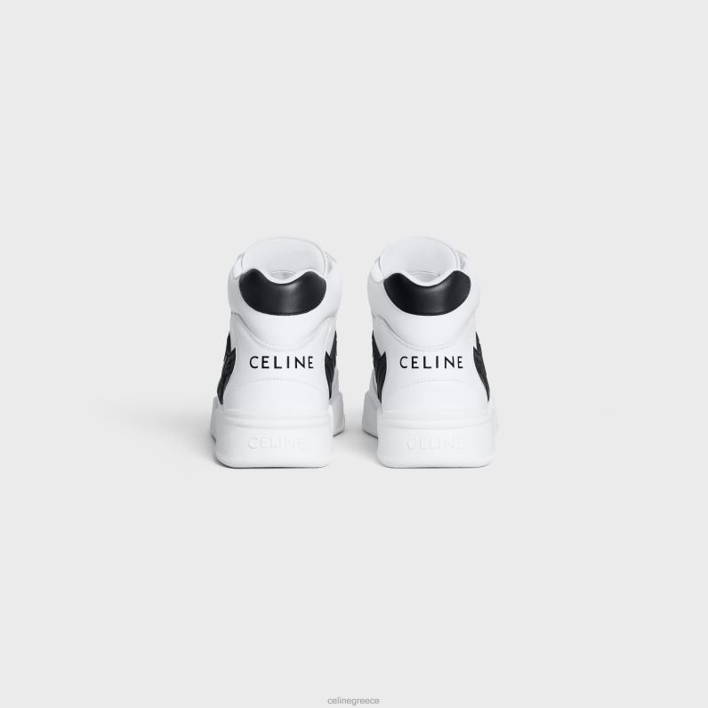 ct-06 ψηλό sneaker από δέρμα μοσχαριού άνδρες CELINE 640PT2049 είδη υπόδησης οπτικό λευκό/μαύρο