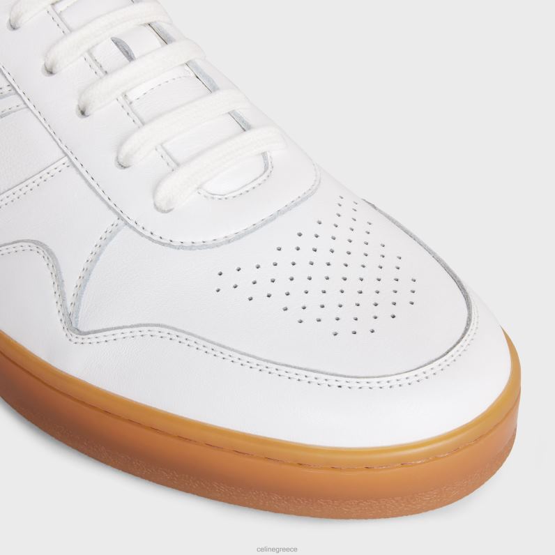 αθλητικό sneaker με χαμηλό κορδόνι από δέρμα μοσχαριού άνδρες CELINE 640PT2043 είδη υπόδησης οπτικό λευκό/μπεζ