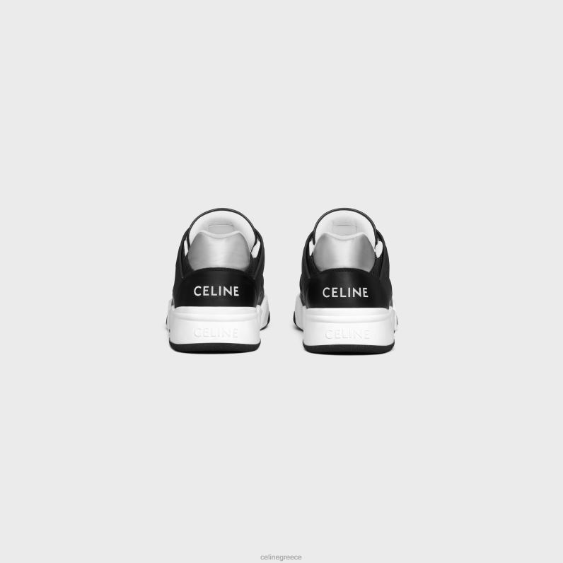 trainer ct-07 sneaker με χαμηλό κορδόνι από πλέγμα, δέρμα μοσχαριού & πλαστικοποιημένο δέρμα μοσχαριού άνδρες CELINE 640PT2031 είδη υπόδησης μαύρο ασήμι
