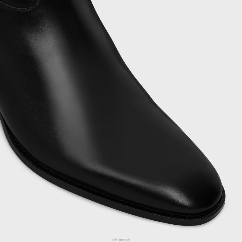 Μπότα με φερμουάρ πίσω αγκράφα φαρμακείου σε γυαλιστερό δέρμα μοσχαριού άνδρες CELINE 640PT2036 είδη υπόδησης μαύρος