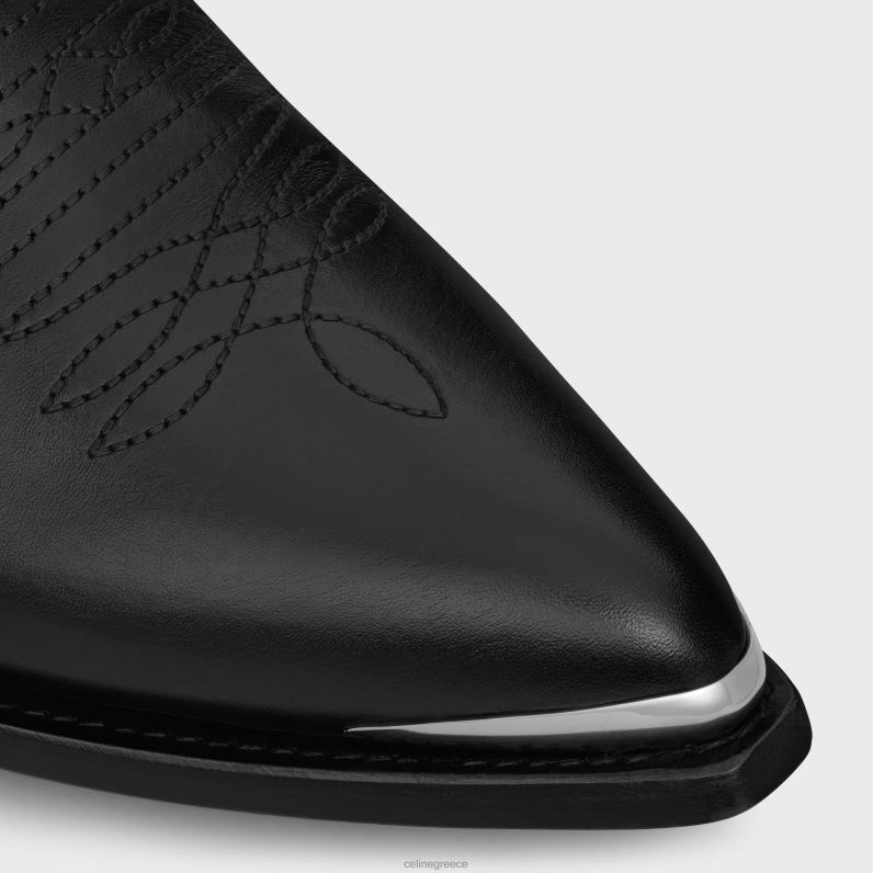 Μποτάκι με φερμουάρ leon με μεταλλική μύτη σε γυαλιστερό δέρμα μοσχαριού άνδρες CELINE 640PT2035 είδη υπόδησης μαύρος