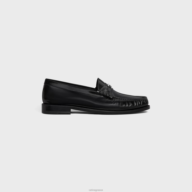 loafer luco triomphe σε γυαλισμένο δέρμα ταύρου άνδρες CELINE 640PT2040 είδη υπόδησης μαύρο ασήμι