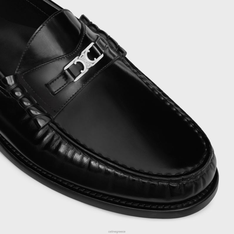 loafer luco triomphe σε γυαλισμένο δέρμα ταύρου άνδρες CELINE 640PT2040 είδη υπόδησης μαύρο ασήμι