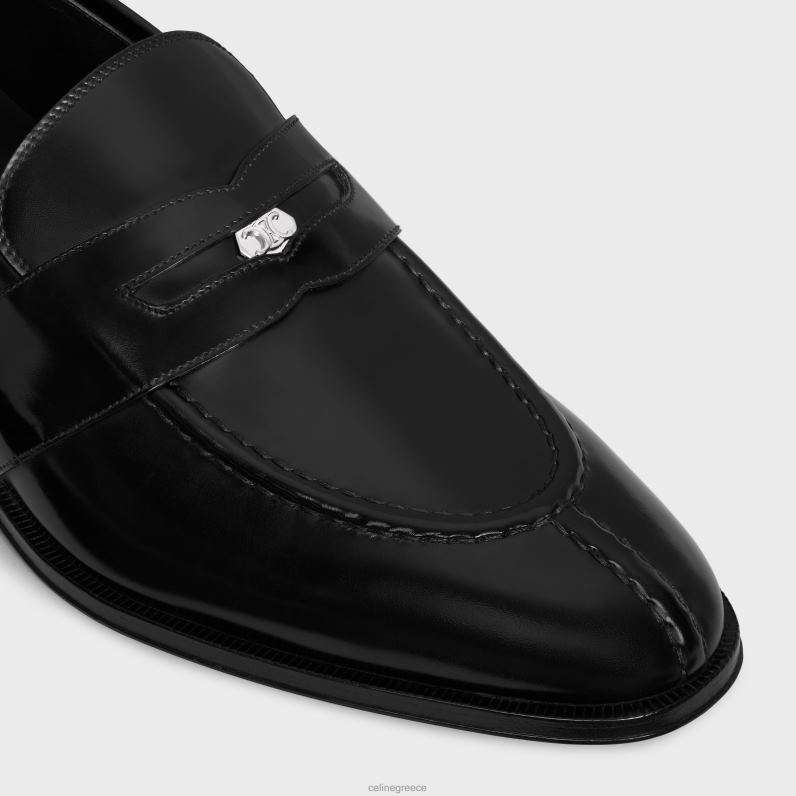 loafer malaquais penny triomphe σε γυαλισμένο δέρμα ταύρου άνδρες CELINE 640PT2039 είδη υπόδησης μαύρος