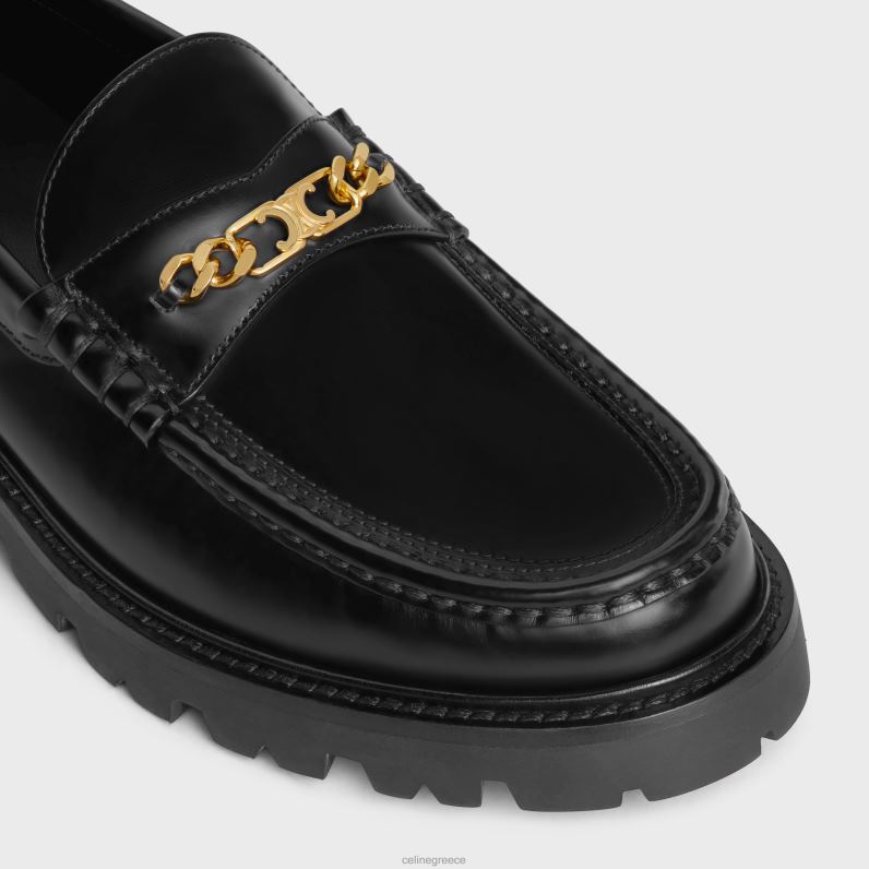 margaret triomphe loafer σε γυαλισμένο δέρμα ταύρου άνδρες CELINE 640PT2038 είδη υπόδησης μαύρος