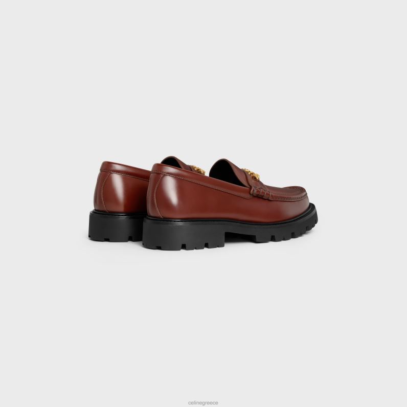 margaret triomphe loafer σε γυαλισμένο δέρμα ταύρου άνδρες CELINE 640PT2065 είδη υπόδησης κόκκινο της αλεπούς