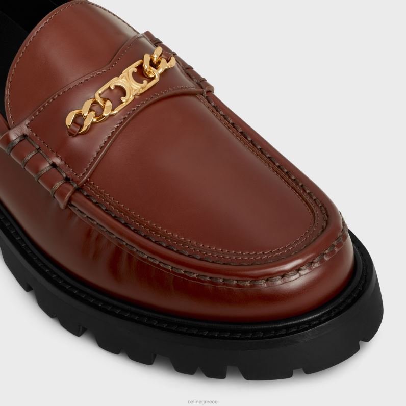 margaret triomphe loafer σε γυαλισμένο δέρμα ταύρου άνδρες CELINE 640PT2065 είδη υπόδησης κόκκινο της αλεπούς