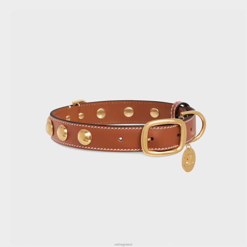 φαρδύ μεσαίο γιακά σκύλου σε λείο δέρμα μοσχαριού με καρφιά άνδρες CELINE 640PT1760 αξεσουάρ βυρσοδέψω