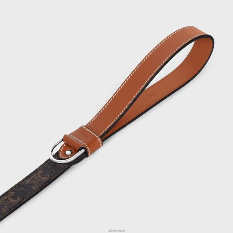 φαρδύ λουρί σκύλου σε καμβά triomphe & δέρμα μοσχαριού άνδρες CELINE 640PT1770 αξεσουάρ βυρσοδέψω